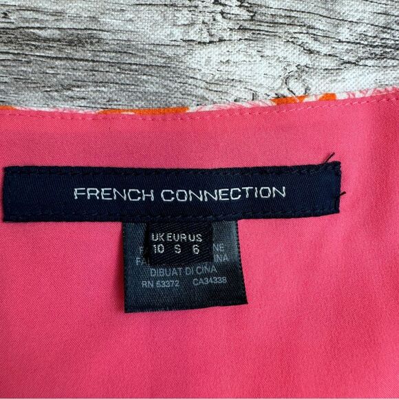 French Connection Women's Cossette Vero Crepe Midi Dress 6 Pink Orange White - Picture 6 of 15